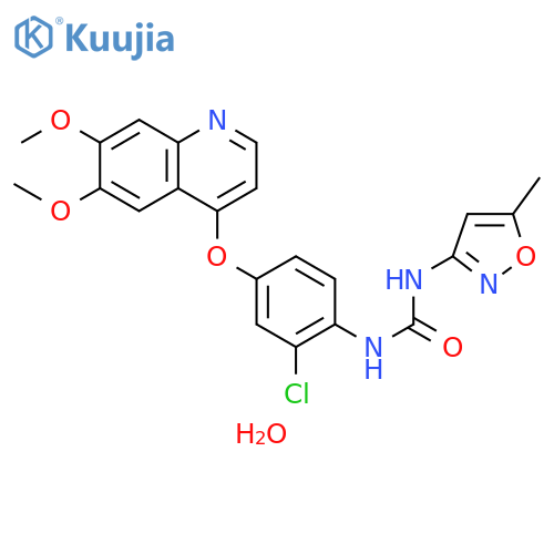N-[2-chloro-4-[(6,7-dimethoxy-4-quinolinyl)oxy]phenyl]-N'-(5-methyl-3-isoxazolyl)-urea,monohydrate structure