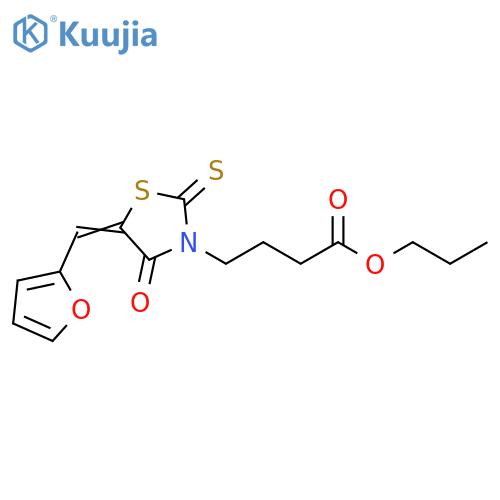 propyl 4-[(5E)-5-[(furan-2-yl)methylidene]-4-oxo-2-sulfanylidene-1,3-thiazolidin-3-yl]butanoate structure