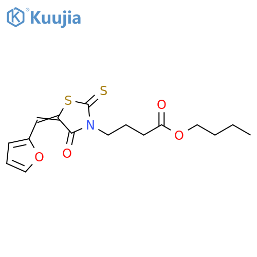 butyl 4-(5E)-5-(furan-2-yl)methylidene-4-oxo-2-sulfanylidene-1,3-thiazolidin-3-ylbutanoate structure