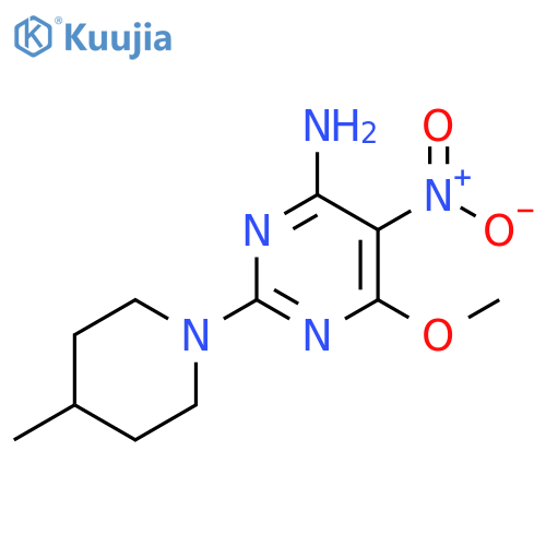 6-methoxy-2-(4-methylpiperidin-1-yl)-5-nitropyrimidin-4-amine structure