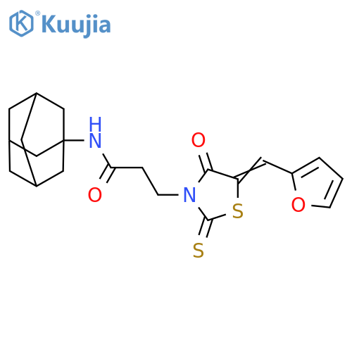 N-(adamantan-1-yl)-3-(5E)-5-(furan-2-yl)methylidene-4-oxo-2-sulfanylidene-1,3-thiazolidin-3-ylpropanamide structure