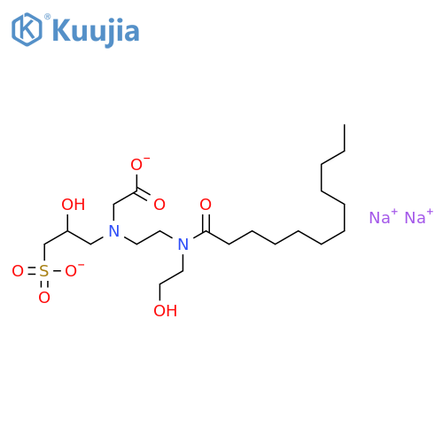 disodium [{2-[dodecanoyl(2-hydroxyethyl)amino]ethyl}(2-hydroxy-3-sulfonatopropyl)amino]acetate structure