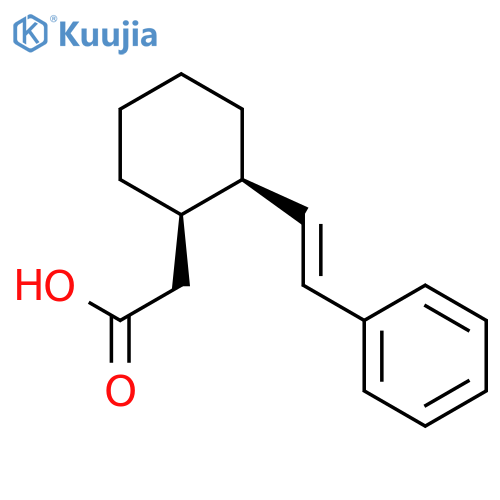 Cyclohexaneacetic acid, 2-[(1E)-2-phenylethenyl]-, (1R,2R)-rel- structure