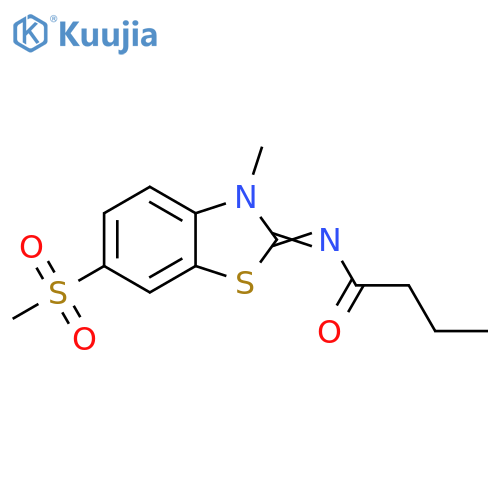 N-(2Z)-6-methanesulfonyl-3-methyl-2,3-dihydro-1,3-benzothiazol-2-ylidenebutanamide structure