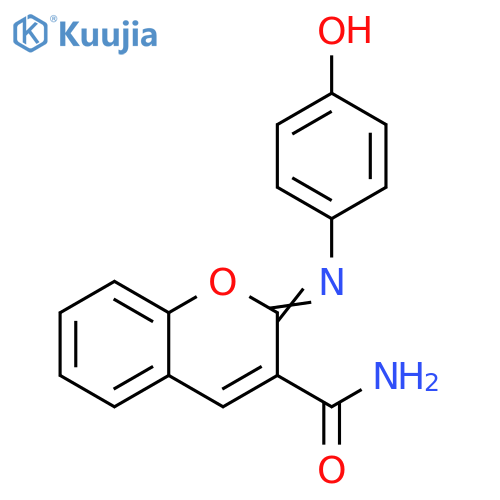 2-(4-hydroxyphenyl)imino-2H-chromene-3-carboxamide structure