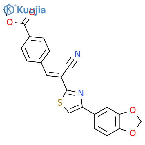 methyl 4-(1E)-2-4-(2H-1,3-benzodioxol-5-yl)-1,3-thiazol-2-yl-2-cyanoeth-1-en-1-ylbenzoate structure