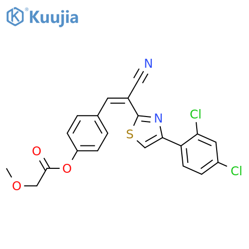 4-(1E)-2-cyano-2-4-(2,4-dichlorophenyl)-1,3-thiazol-2-yleth-1-en-1-yl-2-methoxyphenyl acetate structure