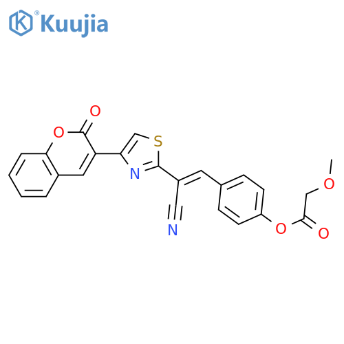4-(1E)-2-cyano-2-4-(2-oxo-2H-chromen-3-yl)-1,3-thiazol-2-yleth-1-en-1-yl-2-methoxyphenyl acetate structure
