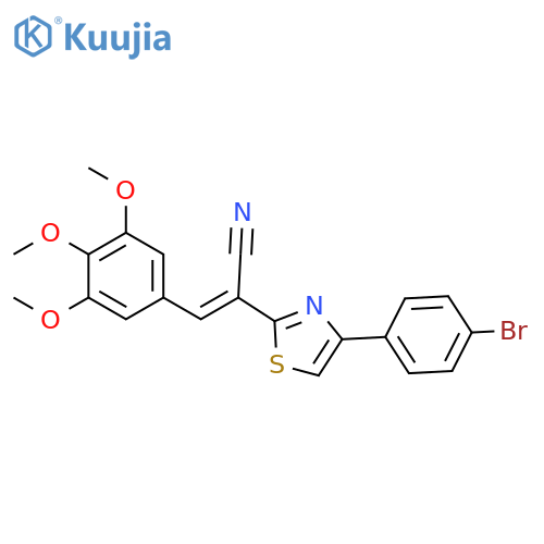 (2E)-2-4-(4-bromophenyl)-1,3-thiazol-2-yl-3-(3,4,5-trimethoxyphenyl)prop-2-enenitrile structure