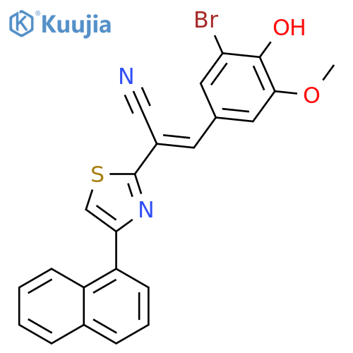 (2E)-3-(3-bromo-4-hydroxy-5-methoxyphenyl)-2-4-(naphthalen-1-yl)-1,3-thiazol-2-ylprop-2-enenitrile structure