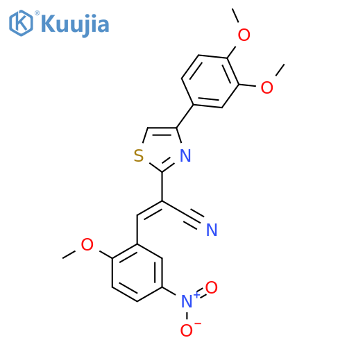 (2E)-2-4-(3,4-dimethoxyphenyl)-1,3-thiazol-2-yl-3-(2-methoxy-5-nitrophenyl)prop-2-enenitrile structure