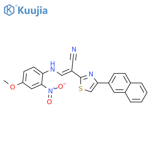 (2E)-3-(4-methoxy-2-nitrophenyl)amino-2-4-(naphthalen-2-yl)-1,3-thiazol-2-ylprop-2-enenitrile structure