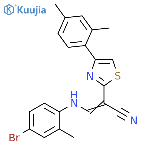 (2Z)-3-(4-bromo-2-methylphenyl)amino-2-4-(2,4-dimethylphenyl)-1,3-thiazol-2-ylprop-2-enenitrile structure