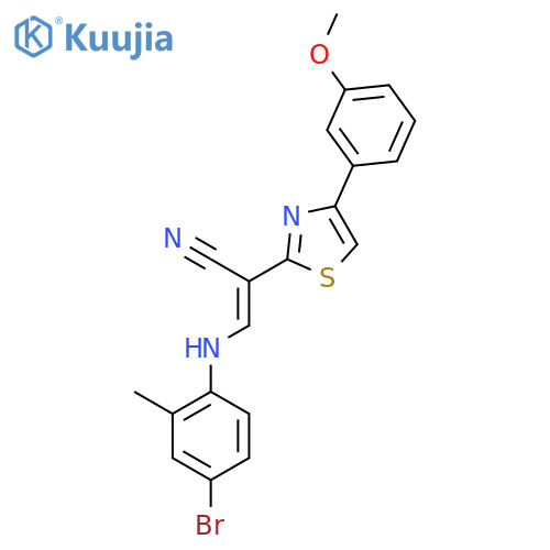 (2E)-3-(4-bromo-2-methylphenyl)amino-2-4-(3-methoxyphenyl)-1,3-thiazol-2-ylprop-2-enenitrile structure