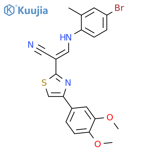 (2E)-3-(4-bromo-2-methylphenyl)amino-2-4-(3,4-dimethoxyphenyl)-1,3-thiazol-2-ylprop-2-enenitrile structure