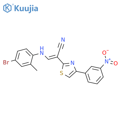 (2E)-3-(4-bromo-2-methylphenyl)amino-2-4-(3-nitrophenyl)-1,3-thiazol-2-ylprop-2-enenitrile structure