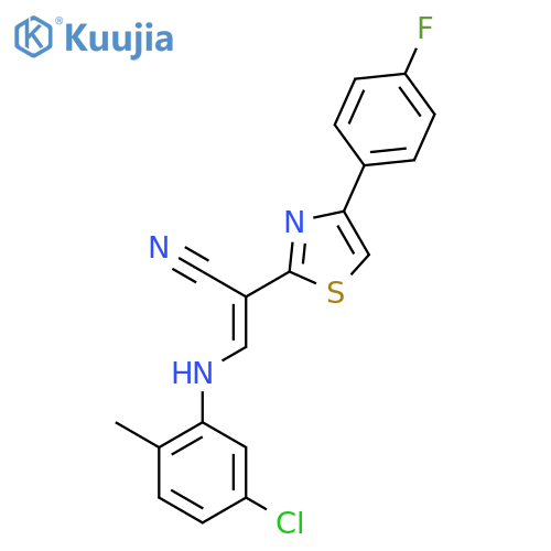 (2E)-3-(5-chloro-2-methylphenyl)amino-2-4-(4-fluorophenyl)-1,3-thiazol-2-ylprop-2-enenitrile structure