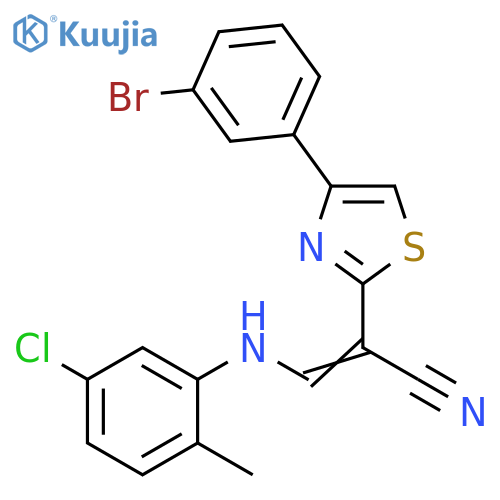 (2E)-2-4-(3-bromophenyl)-1,3-thiazol-2-yl-3-(5-chloro-2-methylphenyl)aminoprop-2-enenitrile structure