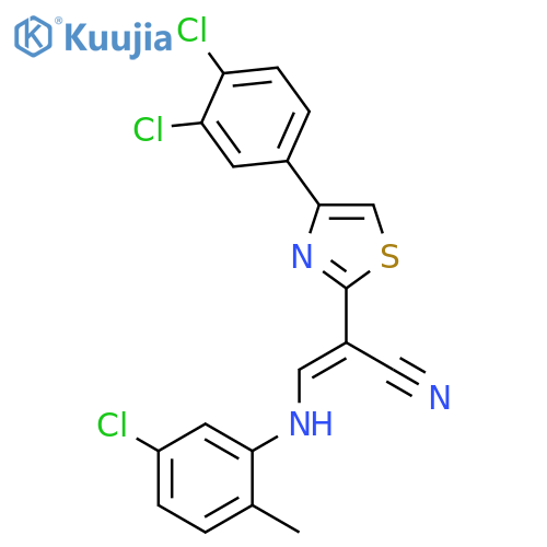 (2E)-3-[(5-chloro-2-methylphenyl)amino]-2-[4-(3,4-dichlorophenyl)-1,3-thiazol-2-yl]prop-2-enenitrile structure