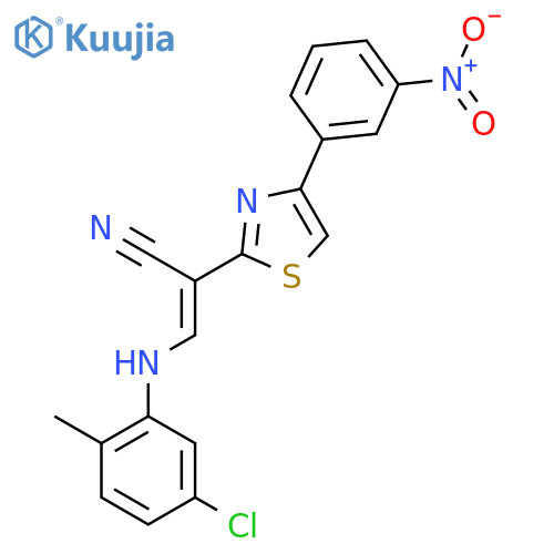 (2E)-3-(5-chloro-2-methylphenyl)amino-2-4-(3-nitrophenyl)-1,3-thiazol-2-ylprop-2-enenitrile structure