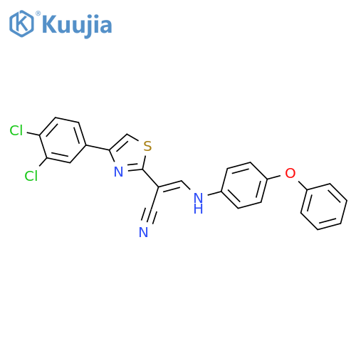 (2E)-2-4-(3,4-dichlorophenyl)-1,3-thiazol-2-yl-3-(4-phenoxyphenyl)aminoprop-2-enenitrile structure