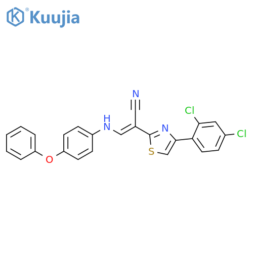 (2E)-2-4-(2,4-dichlorophenyl)-1,3-thiazol-2-yl-3-(4-phenoxyphenyl)aminoprop-2-enenitrile structure