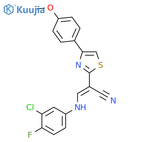 (2E)-3-(3-chloro-4-fluorophenyl)amino-2-4-(4-methoxyphenyl)-1,3-thiazol-2-ylprop-2-enenitrile structure