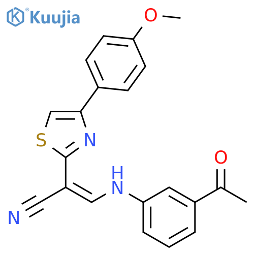 (2E)-3-[(3-acetylphenyl)amino]-2-[4-(4-methoxyphenyl)-1,3-thiazol-2-yl]prop-2-enenitrile structure