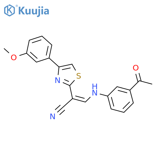 (2E)-3-(3-acetylphenyl)amino-2-4-(3-methoxyphenyl)-1,3-thiazol-2-ylprop-2-enenitrile structure