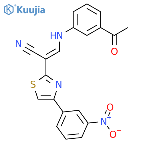 (2E)-3-(3-acetylphenyl)amino-2-4-(3-nitrophenyl)-1,3-thiazol-2-ylprop-2-enenitrile structure