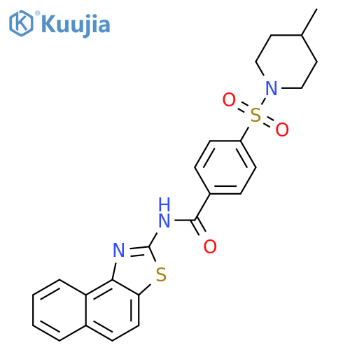 4-(4-methylpiperidin-1-yl)sulfonyl-N-{naphtho1,2-d1,3thiazol-2-yl}benzamide structure