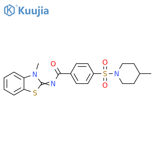 N-(2E)-3-methyl-2,3-dihydro-1,3-benzothiazol-2-ylidene-4-(4-methylpiperidin-1-yl)sulfonylbenzamide structure