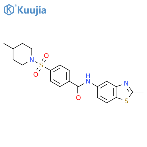 N-(2-methyl-1,3-benzothiazol-5-yl)-4-(4-methylpiperidin-1-yl)sulfonylbenzamide structure