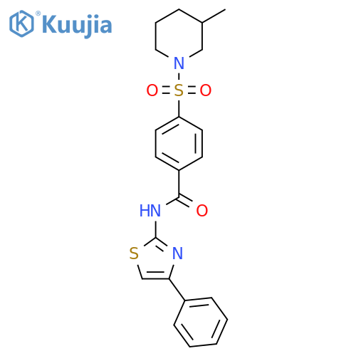 4-(3-methylpiperidin-1-yl)sulfonyl-N-(4-phenyl-1,3-thiazol-2-yl)benzamide structure