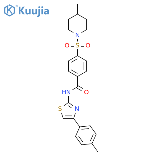 N-4-(4-methylphenyl)-1,3-thiazol-2-yl-4-(4-methylpiperidin-1-yl)sulfonylbenzamide structure