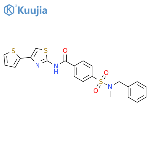 4-[benzyl(methyl)sulfamoyl]-N-[4-(thiophen-2-yl)-1,3-thiazol-2-yl]benzamide structure
