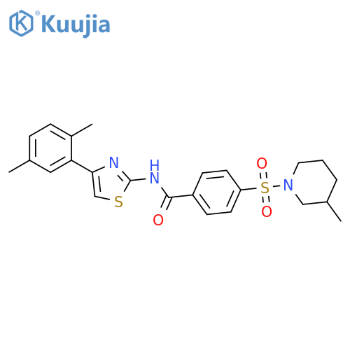 N-4-(2,5-dimethylphenyl)-1,3-thiazol-2-yl-4-(3-methylpiperidin-1-yl)sulfonylbenzamide structure