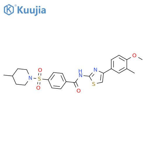 N-4-(4-methoxy-3-methylphenyl)-1,3-thiazol-2-yl-4-(4-methylpiperidin-1-yl)sulfonylbenzamide structure