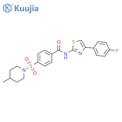 N-4-(4-fluorophenyl)-1,3-thiazol-2-yl-4-(4-methylpiperidin-1-yl)sulfonylbenzamide structure