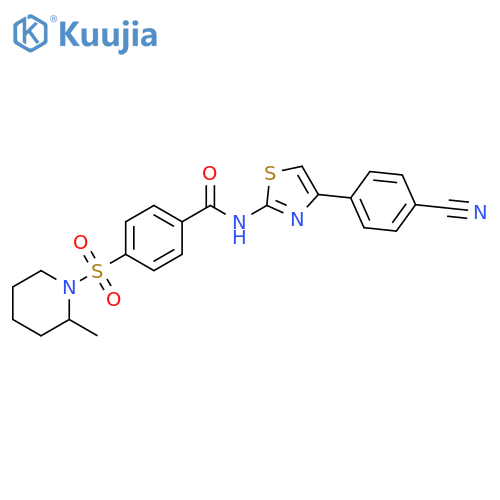 N-4-(4-cyanophenyl)-1,3-thiazol-2-yl-4-(2-methylpiperidin-1-yl)sulfonylbenzamide structure