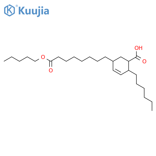 2-Cyclohexene-1-octanoic acid, 5(or 6)-carboxy-4-hexyl-, pentyl ester structure