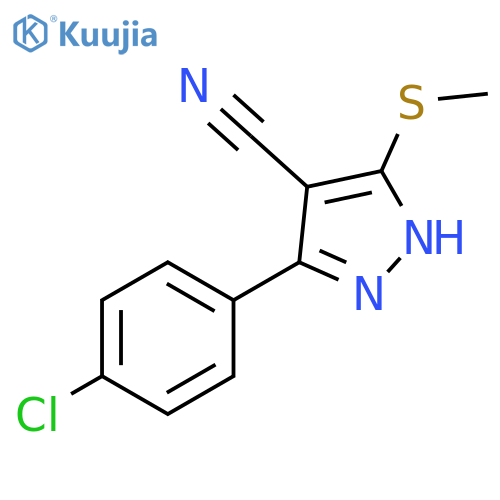 1H-Pyrazole-4-carbonitrile, 3-(4-chlorophenyl)-5-(methylthio)- structure