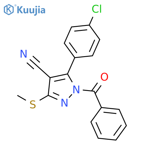 1H-Pyrazole-4-carbonitrile, 1-benzoyl-5-(4-chlorophenyl)-3-(methylthio)- structure