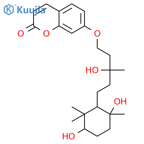 7-[5-(3,6-dihydroxy-2,2,6-trimethyl-cyclohexyl)-3-hydroxy-3-methyl-pentyloxy]-chromen-2-one structure