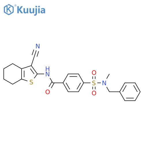 4-[Benzyl(methyl)sulfamoyl]-N-(3-cyano-4,5,6,7-tetrahydro-1-benzothiophen-2-yl)benzamide structure