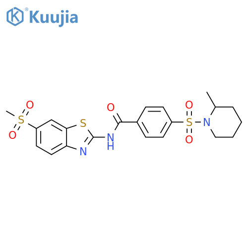 N-(6-methanesulfonyl-1,3-benzothiazol-2-yl)-4-(2-methylpiperidin-1-yl)sulfonylbenzamide structure
