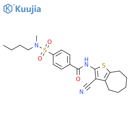 4-butyl(methyl)sulfamoyl-N-{3-cyano-4H,5H,6H,7H,8H-cycloheptabthiophen-2-yl}benzamide structure