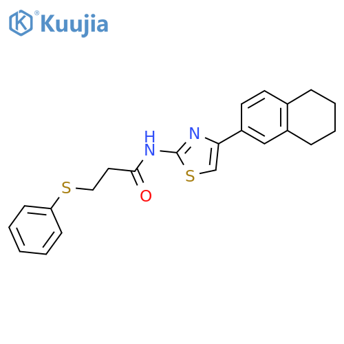 3-(phenylsulfanyl)-N-4-(5,6,7,8-tetrahydronaphthalen-2-yl)-1,3-thiazol-2-ylpropanamide structure