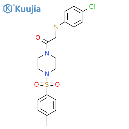2-(4-chlorophenyl)sulfanyl-1-4-(4-methylbenzenesulfonyl)piperazin-1-ylethan-1-one structure