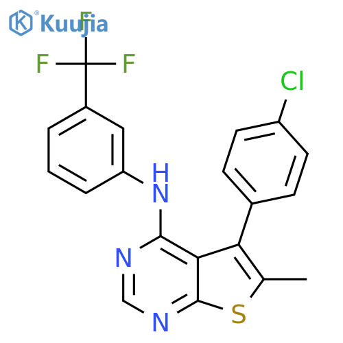 5-(4-chlorophenyl)-6-methyl-N-3-(trifluoromethyl)phenylthieno2,3-dpyrimidin-4-amine structure